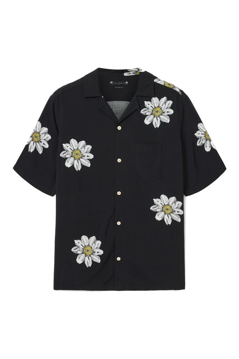 Petal Camp Shirt, Alternate, color, JET BLACK