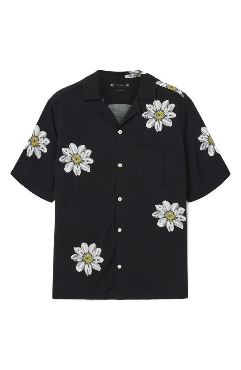AllSaints Petal Camp Shirt, Alternate, color, Jet Black