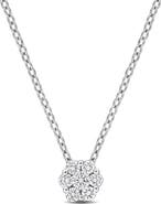 Julianna B. Lab-Grown Diamond Floral Cluster Necklace Silver