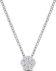 Julianna B. Lab-Grown Diamond Floral Cluster Necklace Silver