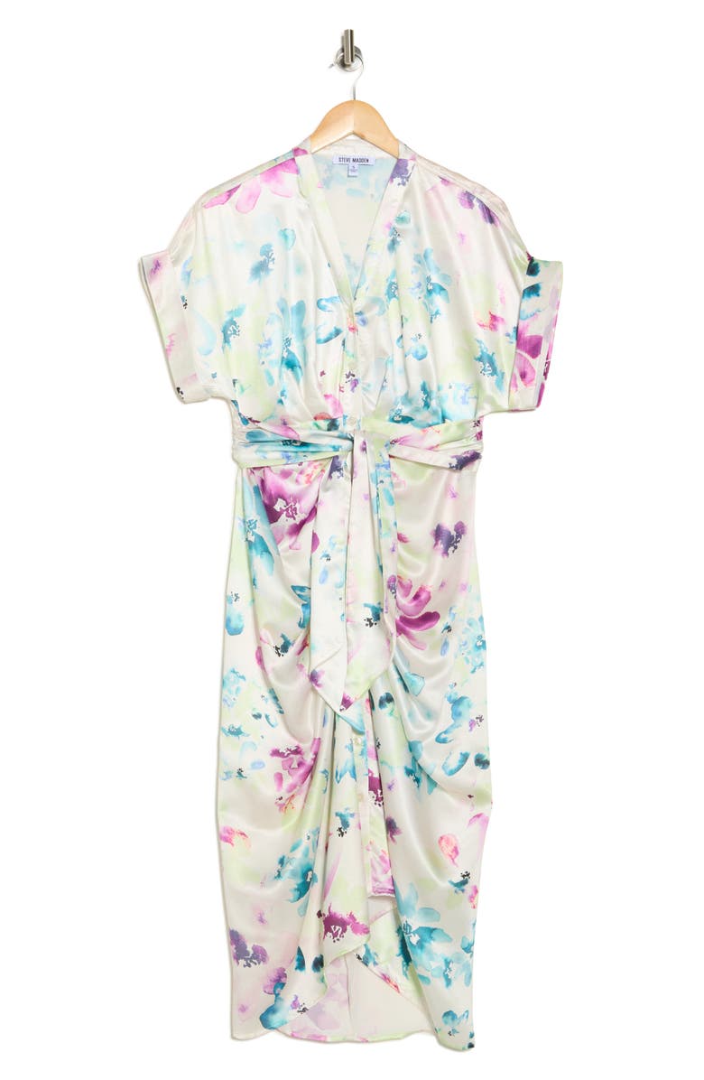 Steve Madden Tony Tie Front Midi Dress, Alternate, color, Multi