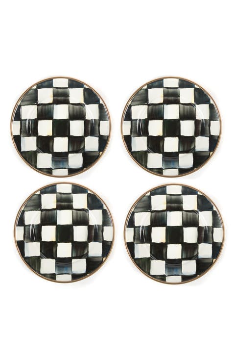 Courtly Check Set of 4 Enameled Steel Appetizer Plates