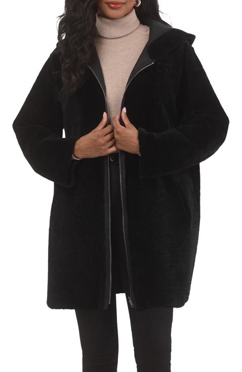Reversible Textured Genuine Shearling Jacket