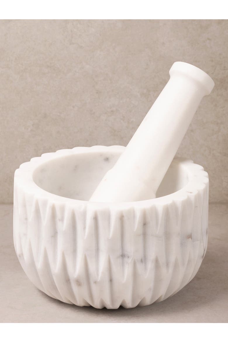 Russell Marble Mortar and Pestle, Main, color, Ivory White