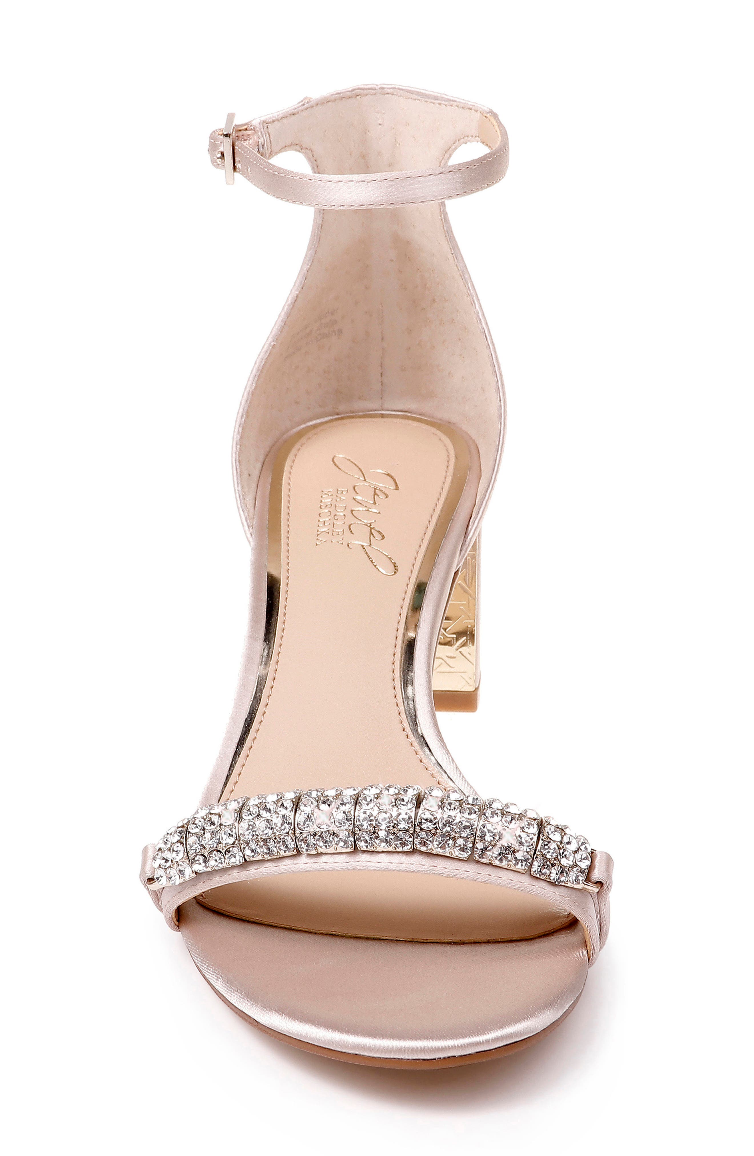Jewel Badgley Mischka Ramsay Ankle Strap Sandal, Alternate, color, Champagne Satin
