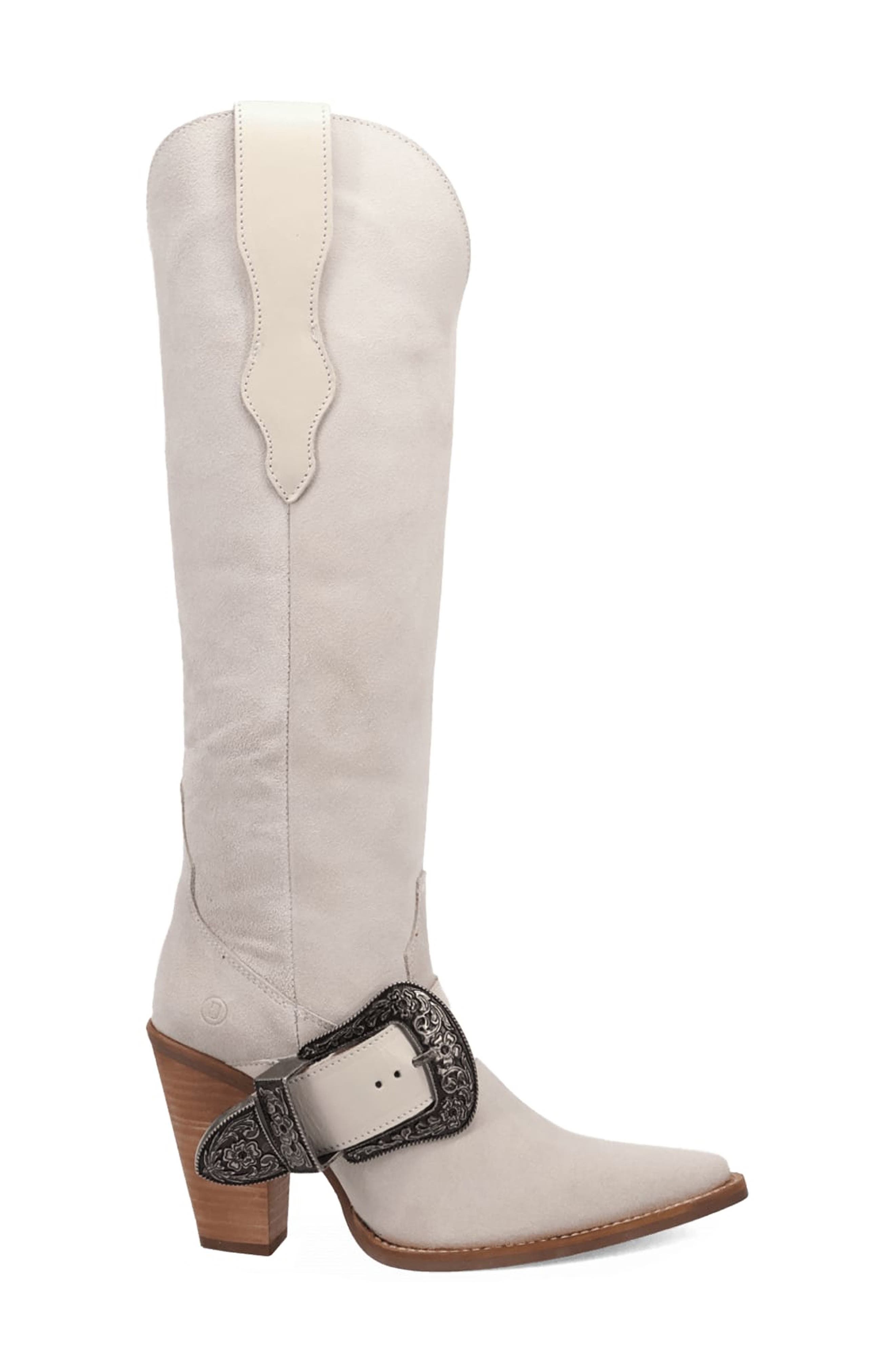 Dingo Yeehottie Over the Knee Western Boot, Alternate, color, Light Grey