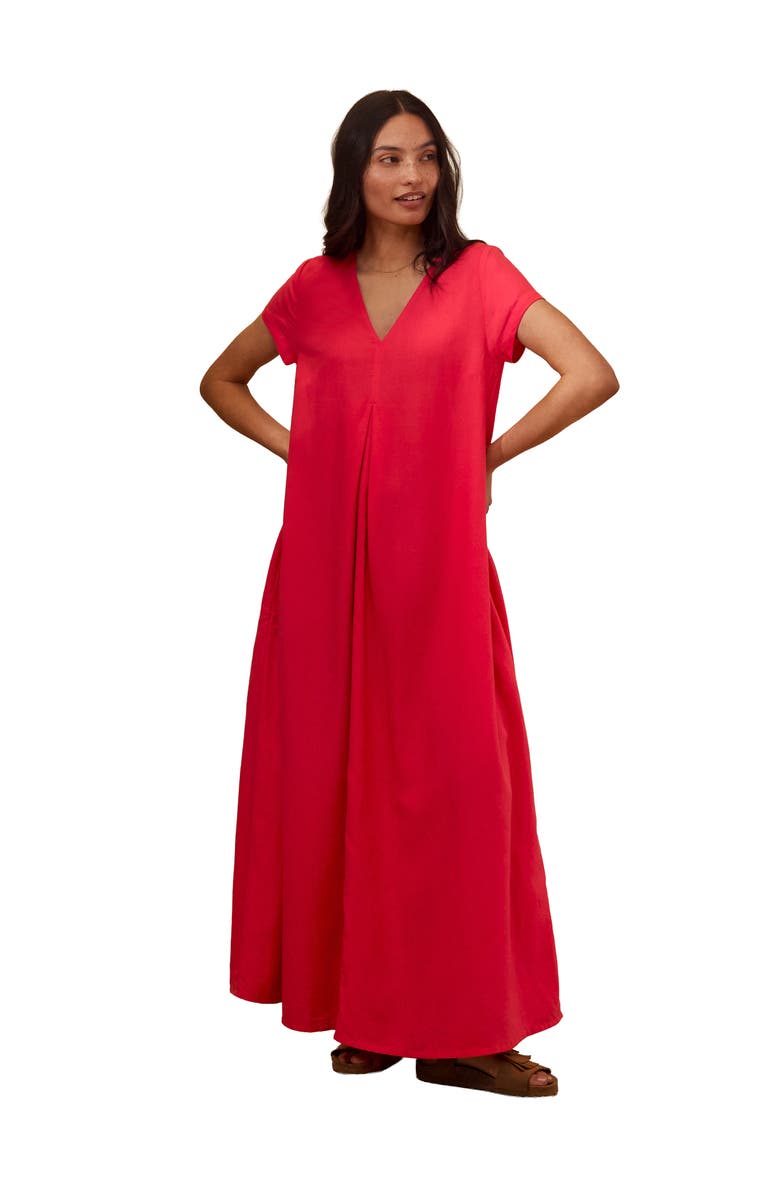 Celtic & Co. Cap Sleeve V-Neck Swing Maxi Dress, Main, color, Tulip