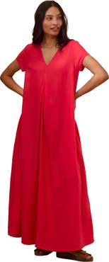 Celtic & Co. Cap Sleeve V-Neck Swing Maxi Dress