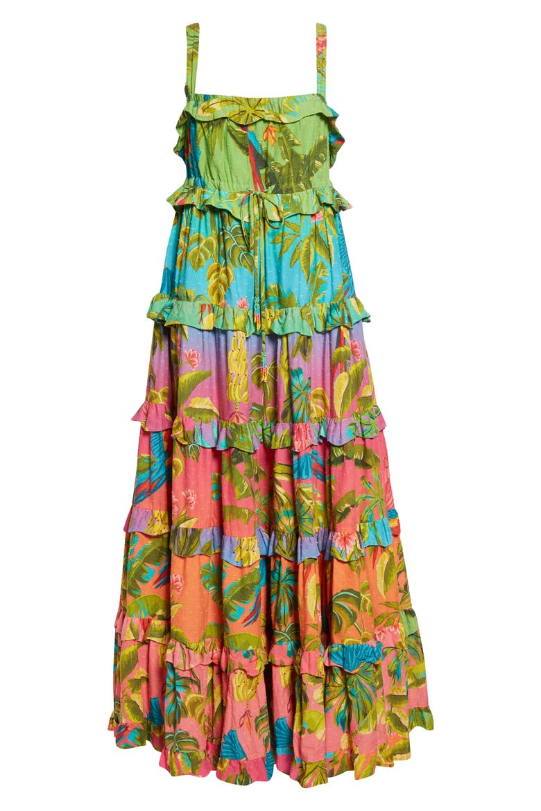 Ombré Forest Tiered Cotton Maxi Dress, Alternate, color, MULTI