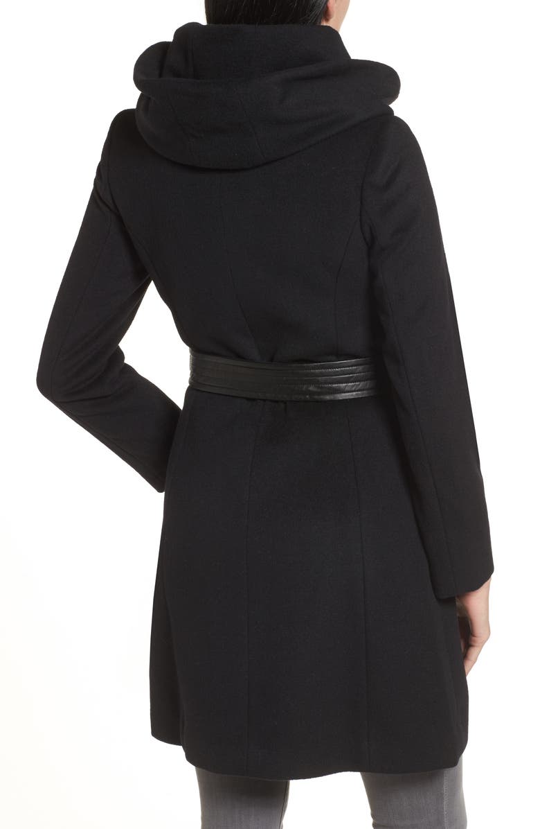 Cole Haan Signature Cole Haan Belted Asymmetrical Wool Coat, Alternate, color, 