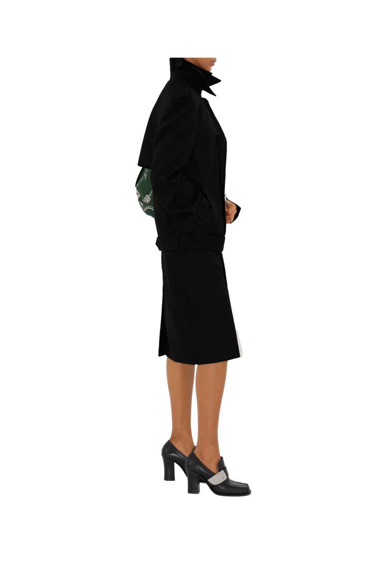 Long Silk Blend Trench Coat, Alternate, color, Black