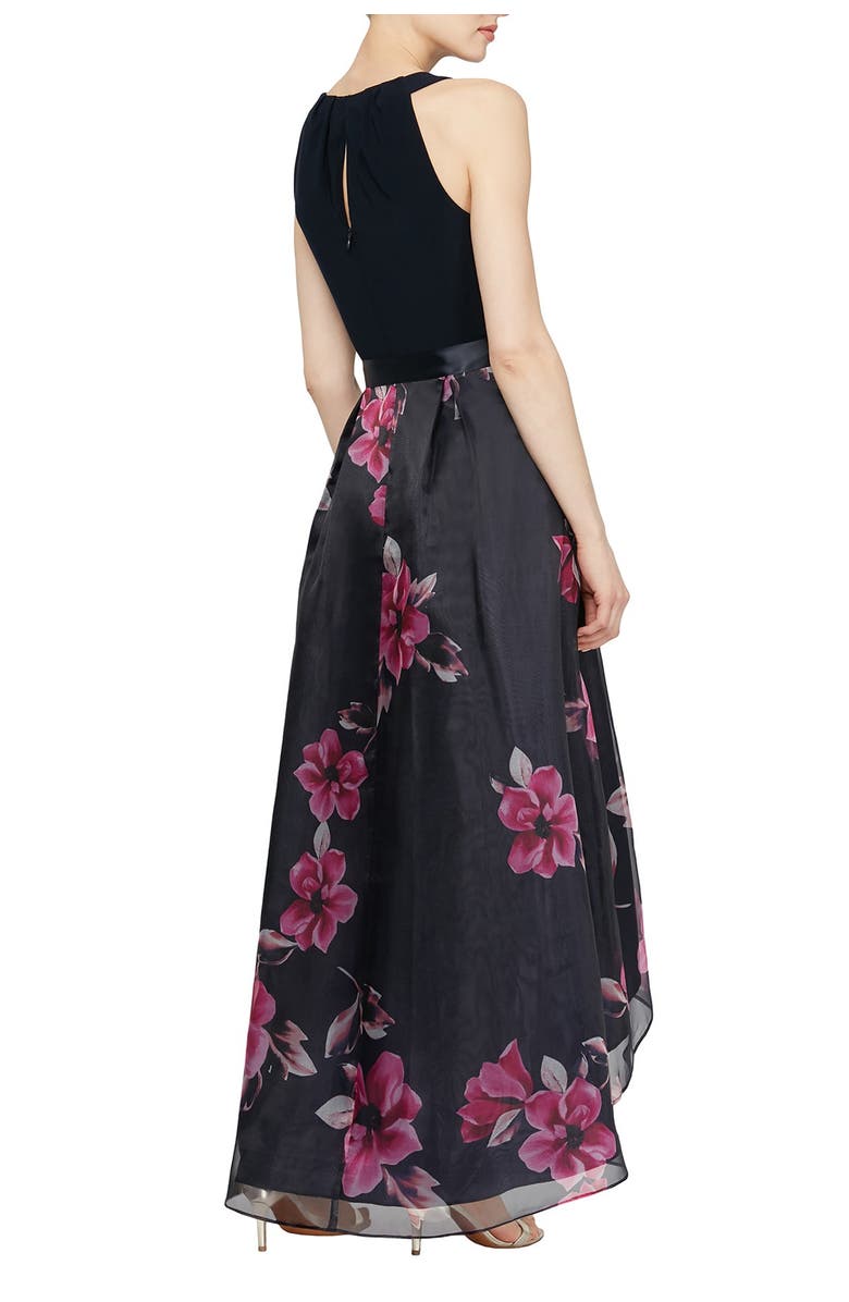 SLNY Floral High/Low Skirt Maxi Dress, Alternate, color, 
