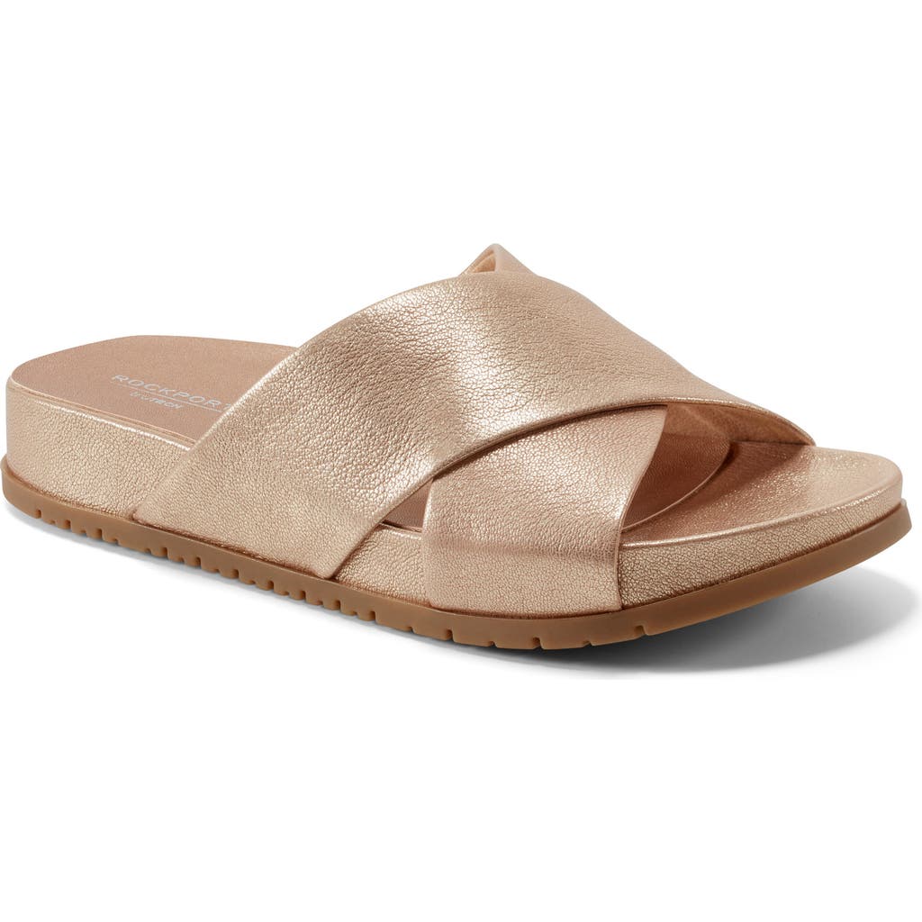 Rockport Leia Slide Sandal In Metallic Gold