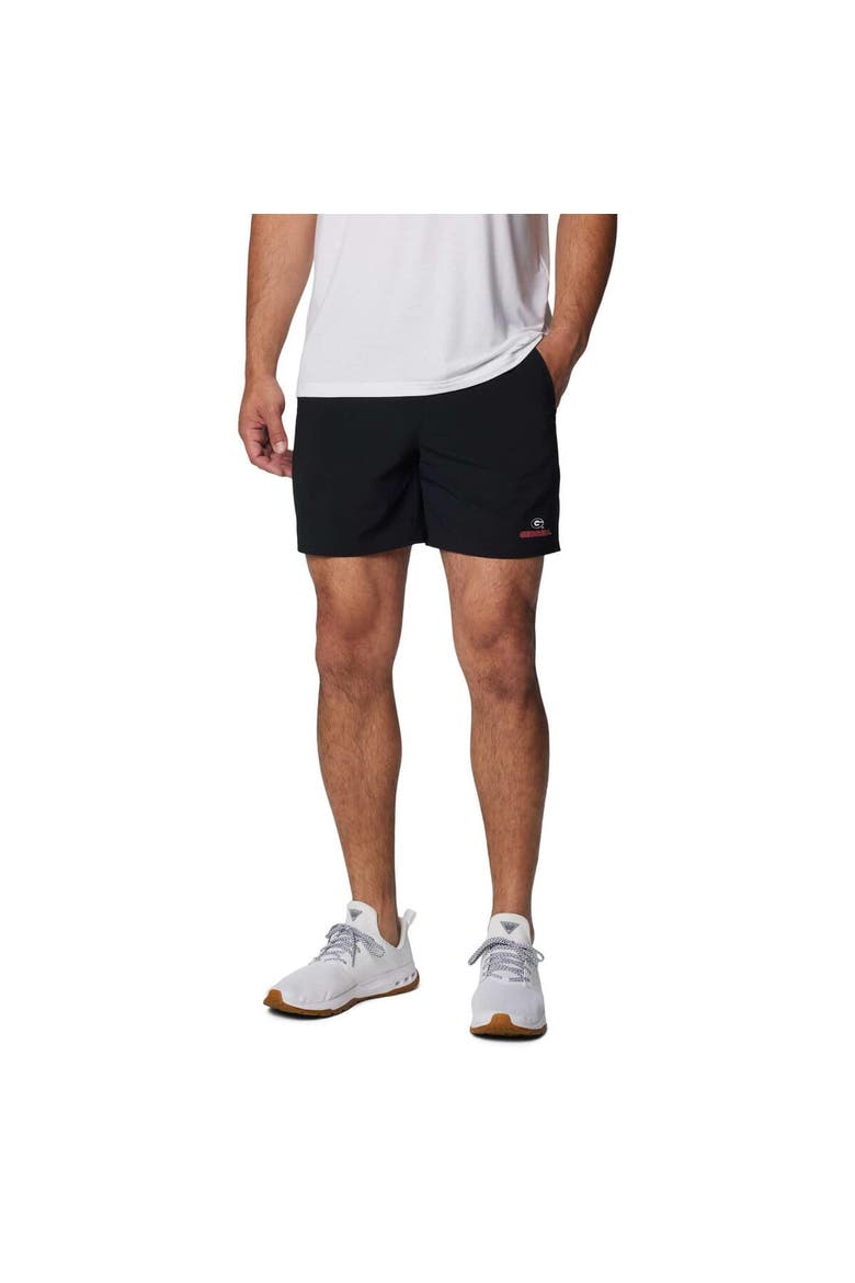 Men's Columbia Black Georgia Bulldogs PFG Terminal Roamer™ Omni-Shade™ Stretch Shorts, Main, color, Black