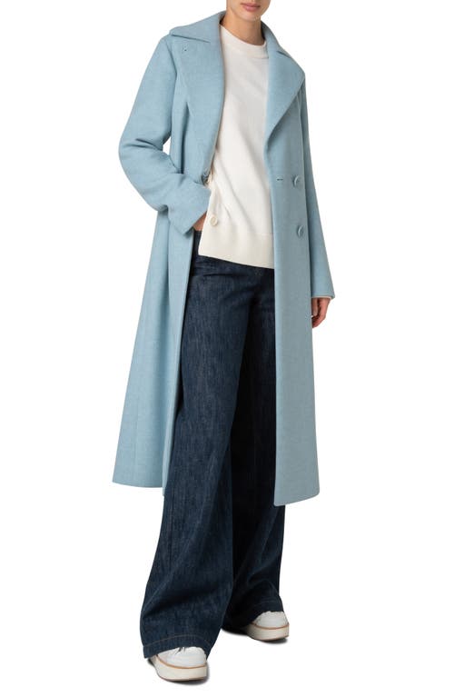 Akris Punto Belted Wool Blend Coat In Sky