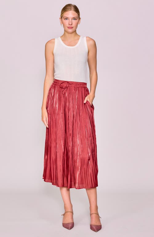 Melloday Metallic Release Pleat Skirt In Red
