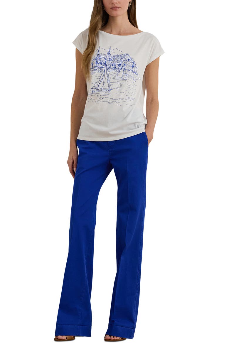 Lauren Ralph Lauren Print Boat Neck Top, Alternate, color, White