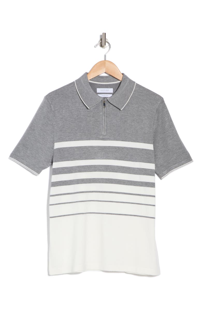DENIM AND FLOWER Stripe Quarter Zip Polo, Alternate, color,