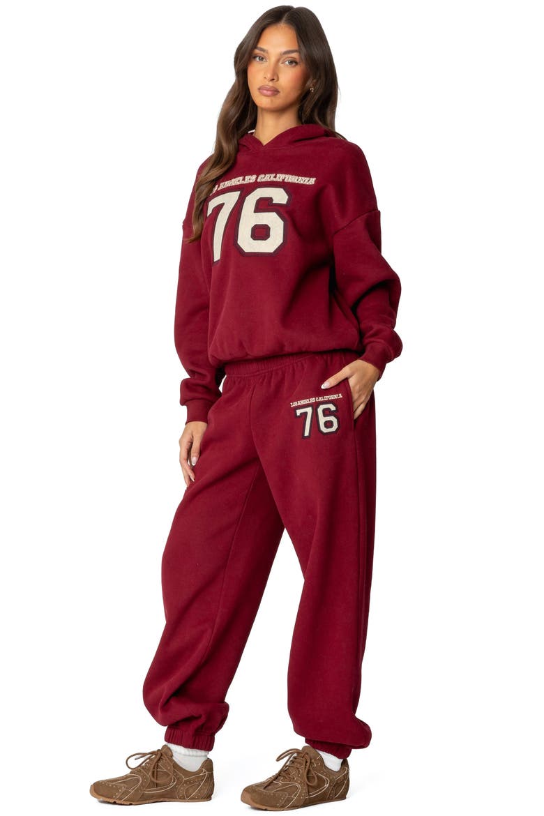 76 Cali Appliqué Graphic Hoodie, Alternate, color, BURGUNDY