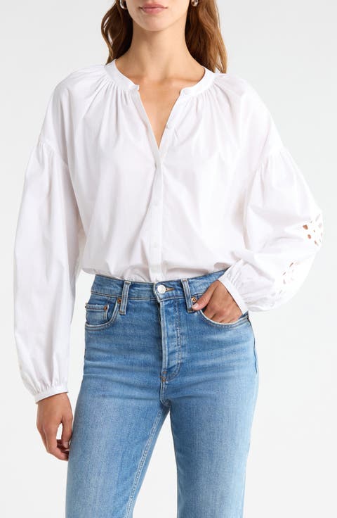 Embroidered Sleeve Top