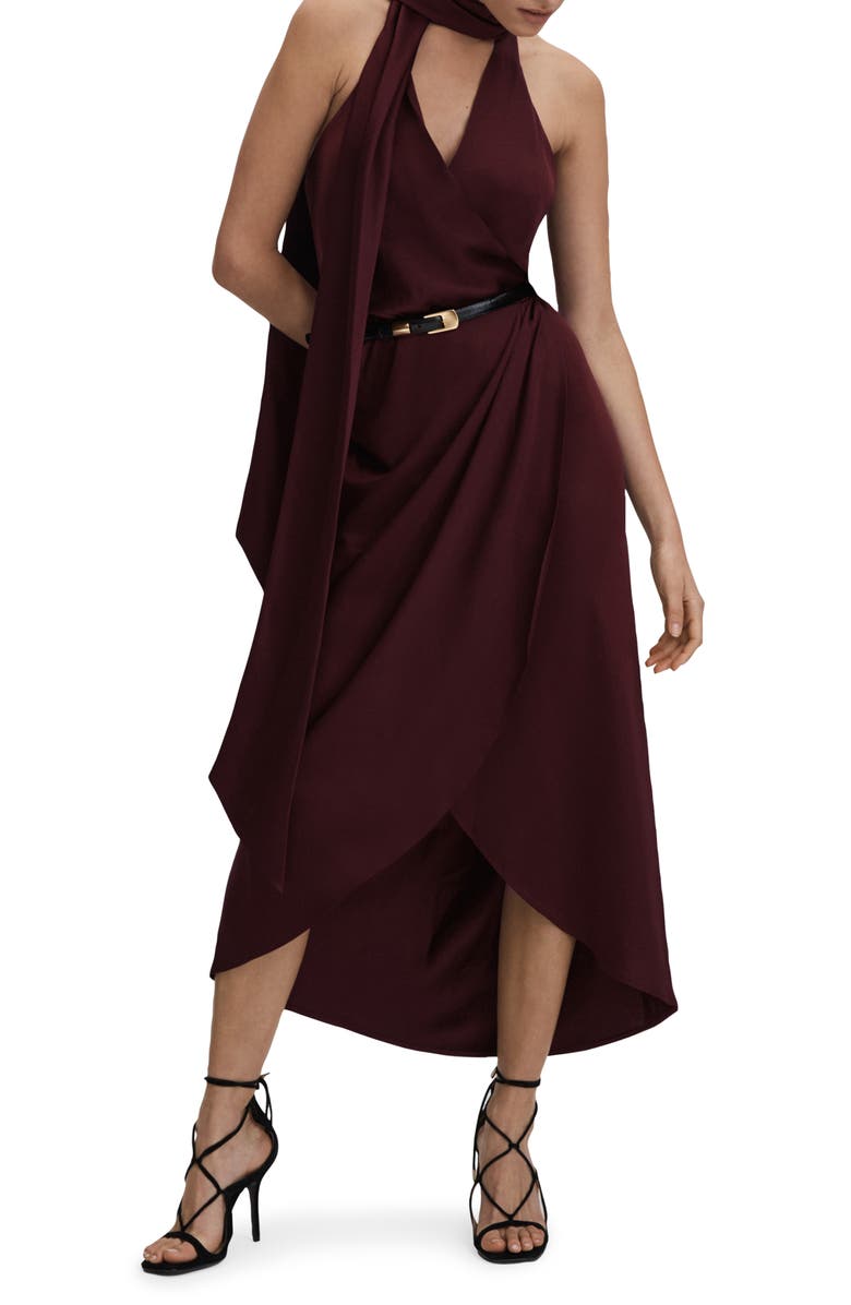 Reiss Tayla Drape Satin Dress, Main, color, 