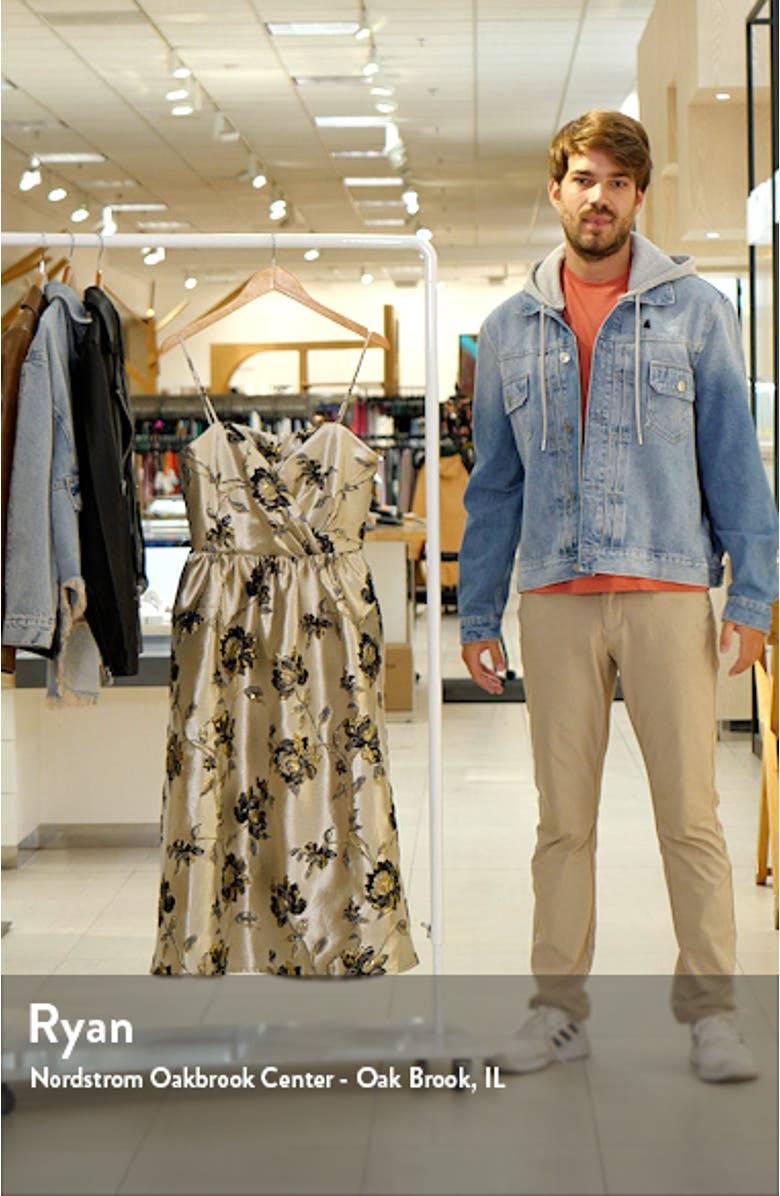 Metallic Floral Brocade Cocktail Dress, sales video thumbnail
