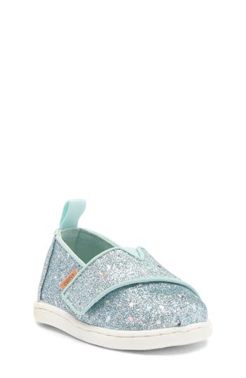 Toms Kids' Classic Alpargata Glitter Slip-on In Light/pastel Green