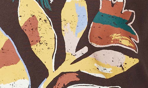 Scotch & Soda Relaxed Fit Roll Cuff Cotton Graphic T-shirt In Brown