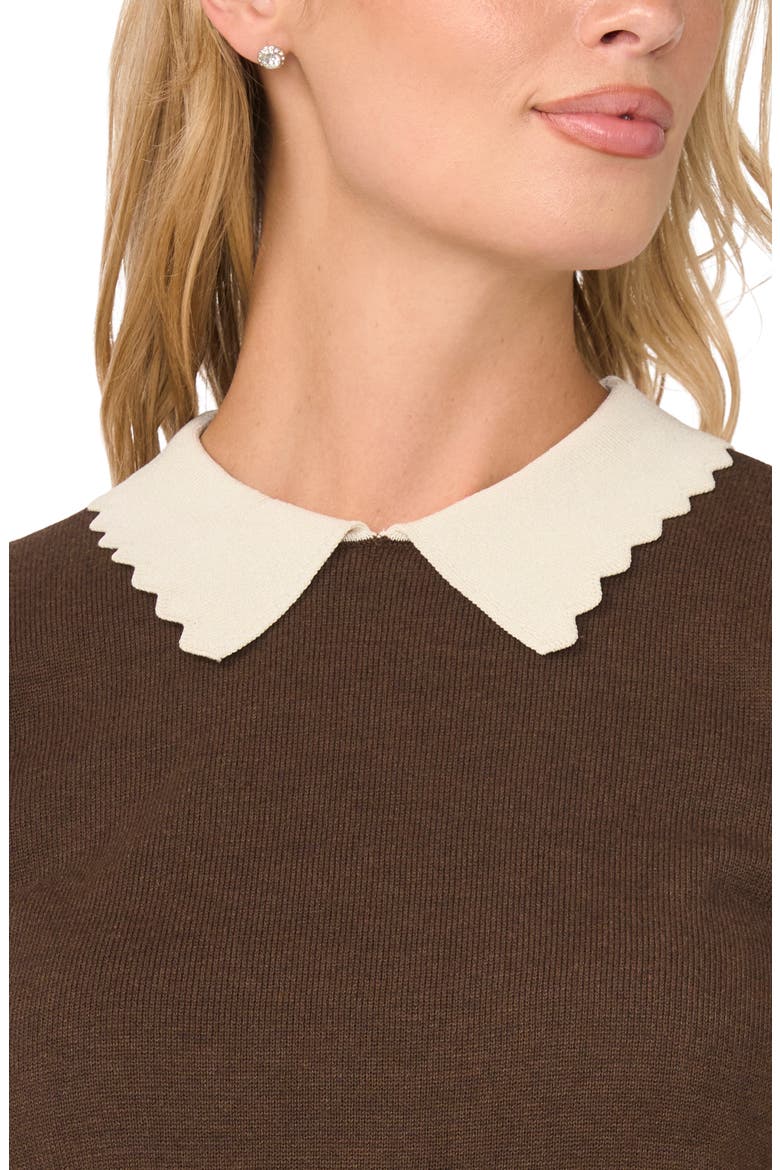 Scallop Trim Collar Sweater, Alternate, color, RICH HICKORY