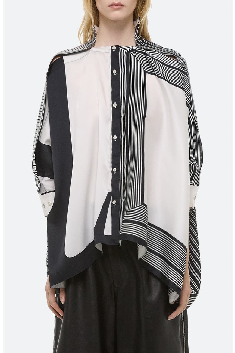 Scarf Button-Up Shirt, Main, color, BLACK/WHITE - A05