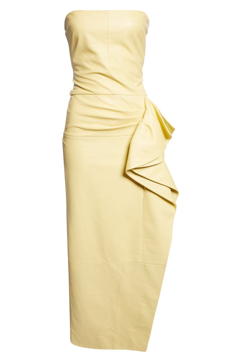 Alonna Strapless Leather Gown, Alternate, color, PALE YELLOW