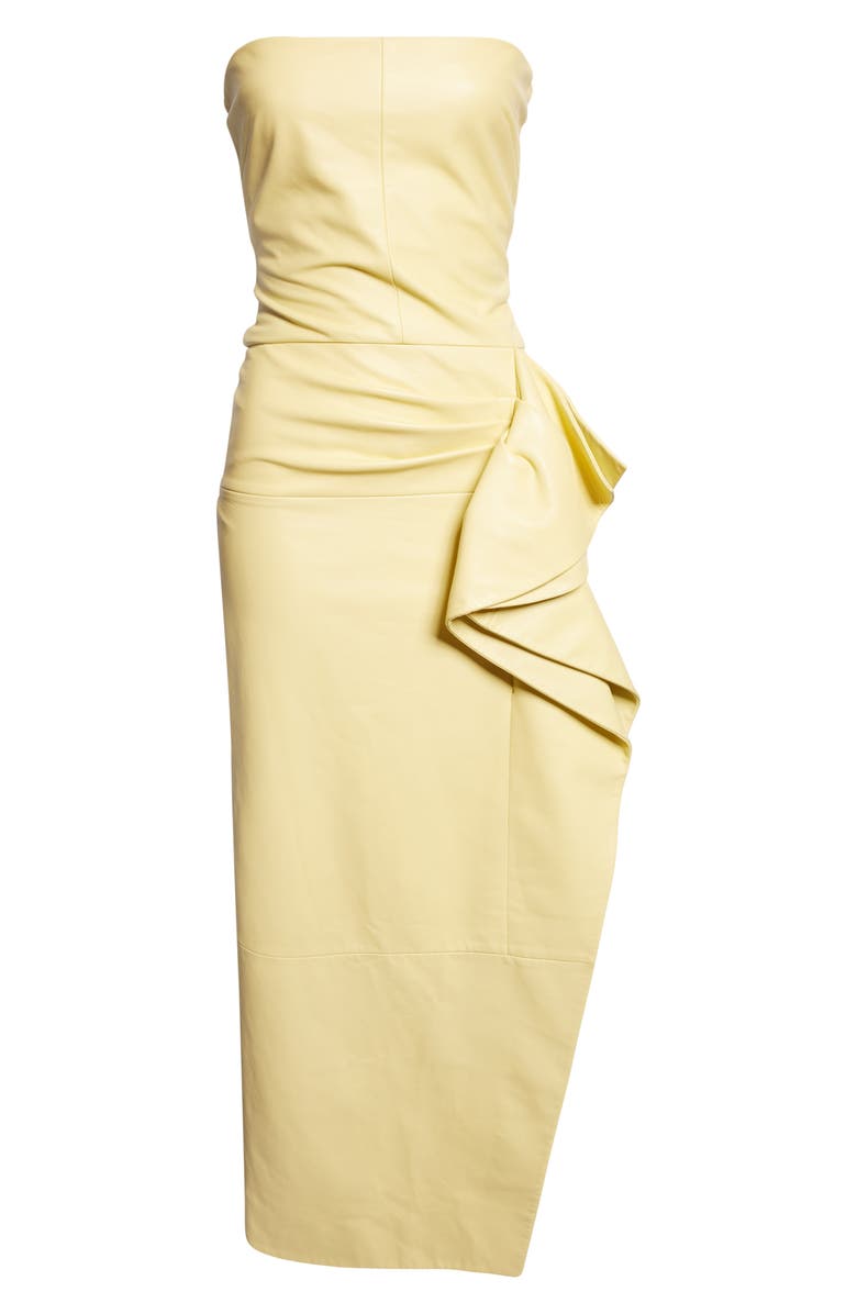 Proenza Schouler Alonna Strapless Leather Gown, Alternate, color, Pale Yellow