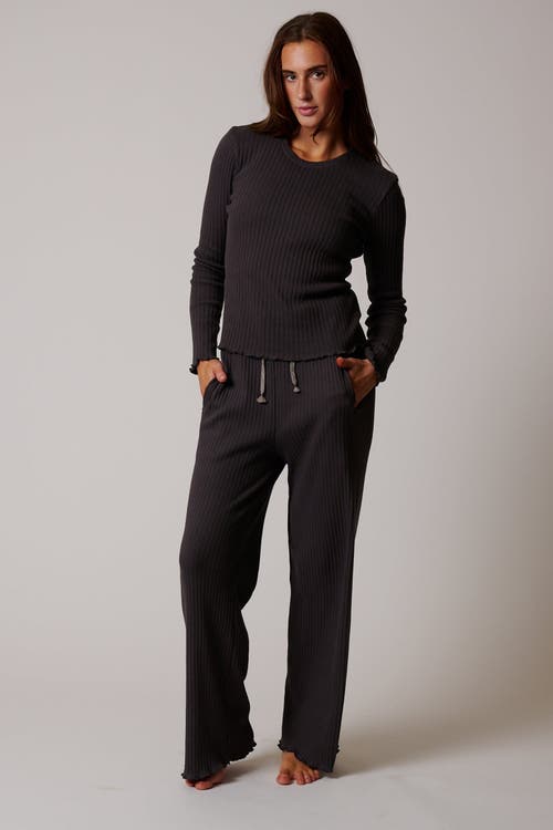 Leisure Lab Cotton Rib Pant In Charcoal