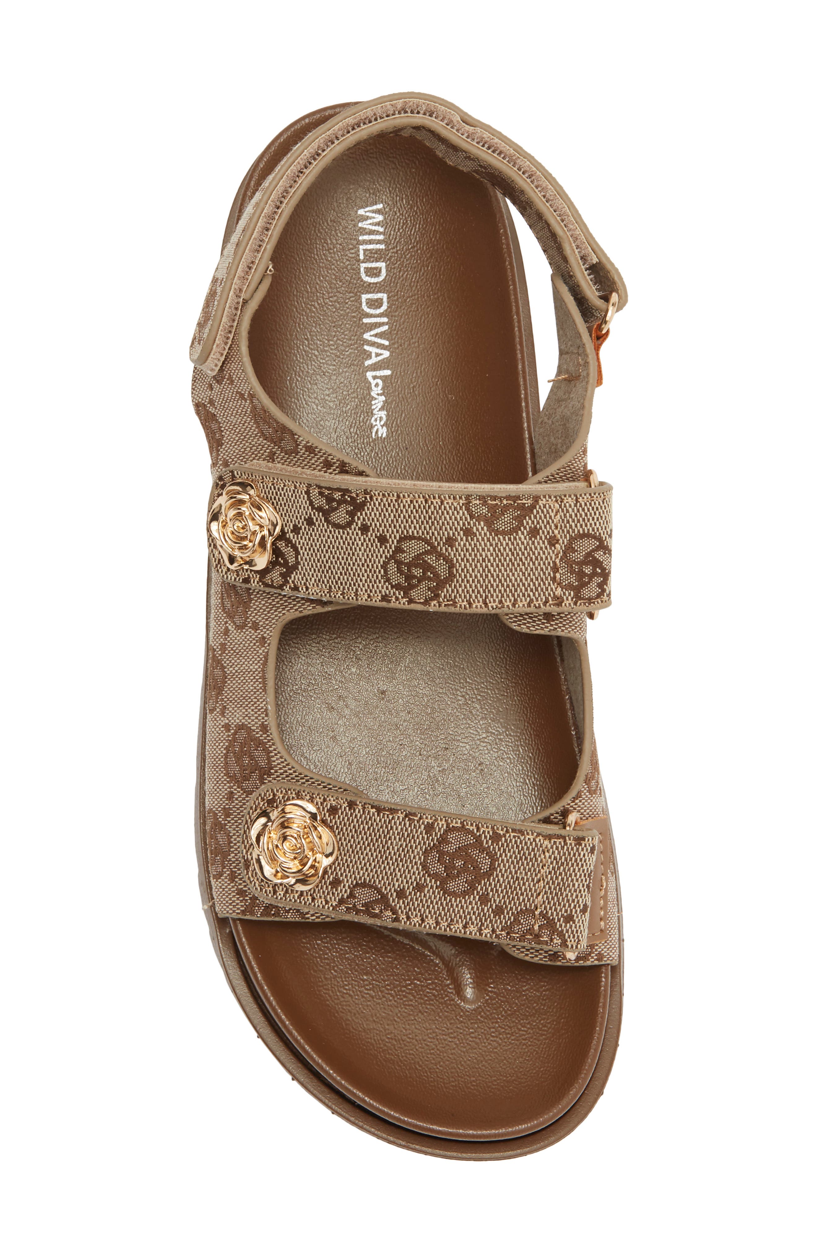 Aileen Footbed Sandal, Alternate, color, BROWN FLORAL