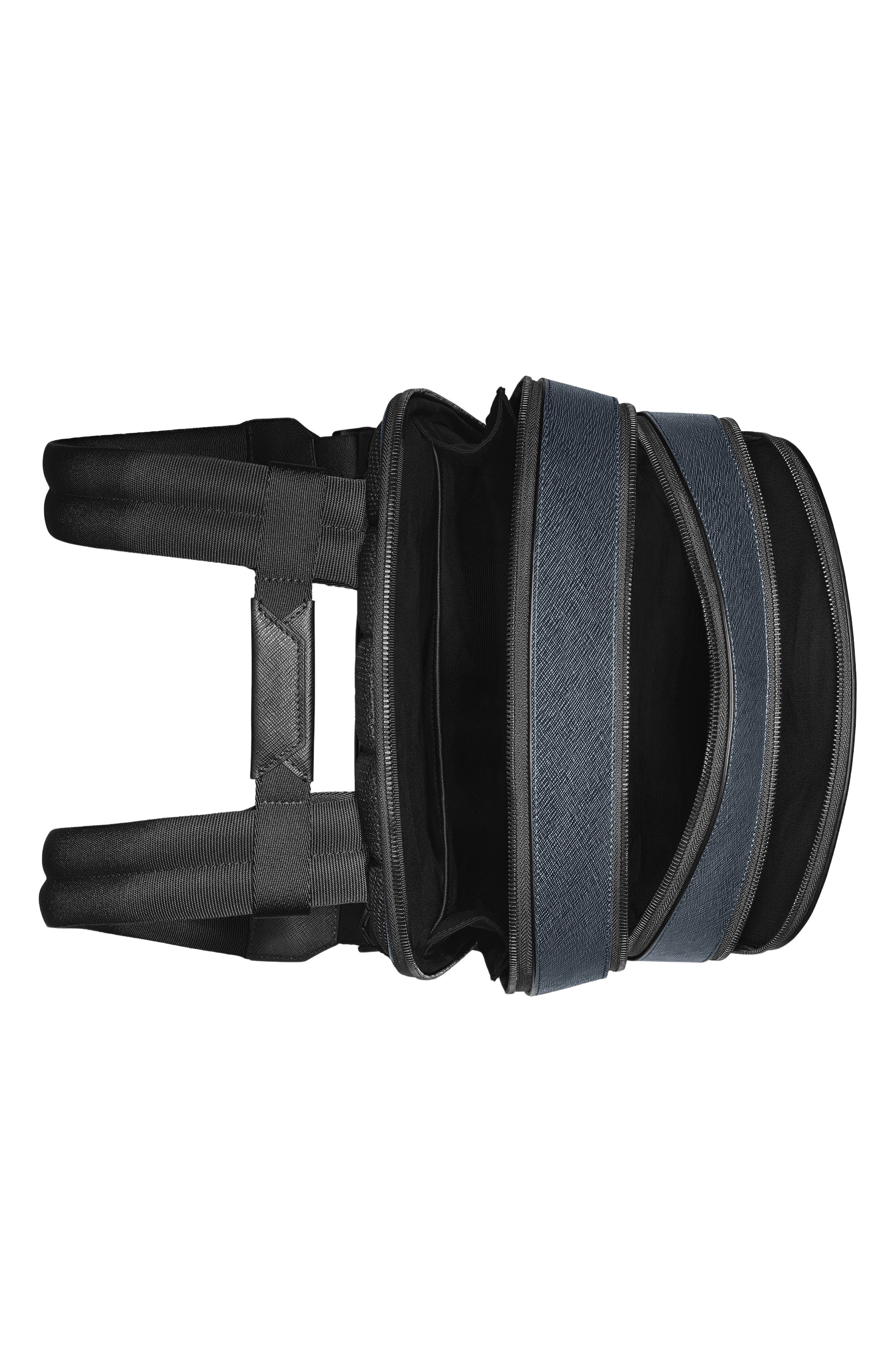 Montblanc Sartorial Leather Backpack, Alternate, color, Tweed Blue