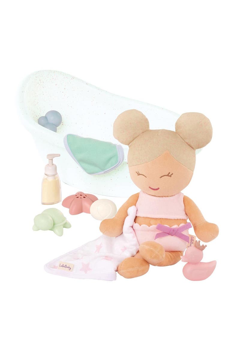 14" Plush Water Play Baby Doll & Bathtub Set - Caucasian, Alternate, color, Multicolored