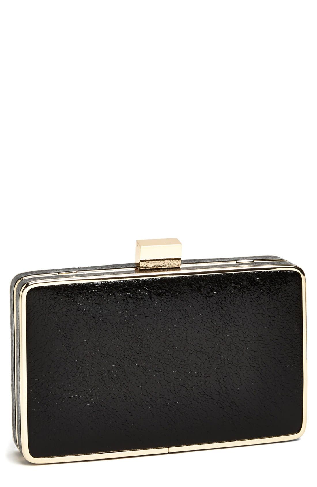 'Crinkle' Box Clutch, Main, color, BLACK