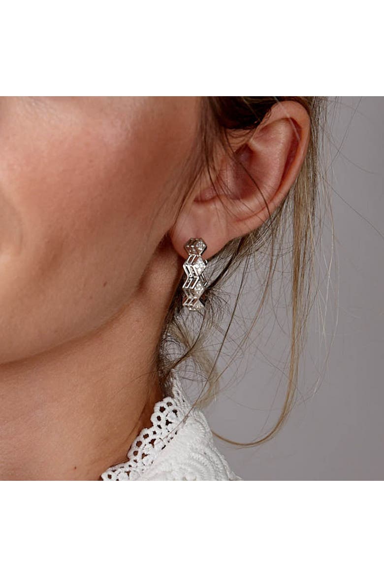 Art Deco Triangle Hoops, Alternate, color, Sterling Silver