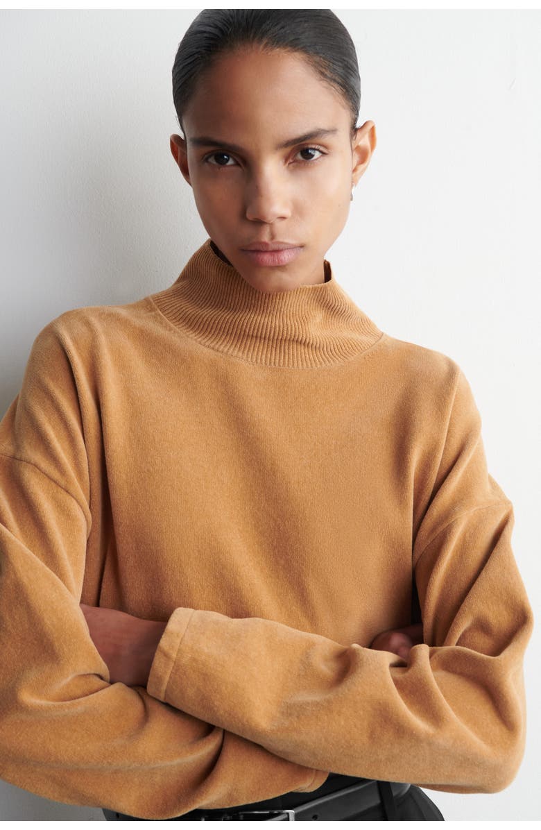 COS Chenille Mock-Neck Sweater, Alternate, color, Camel