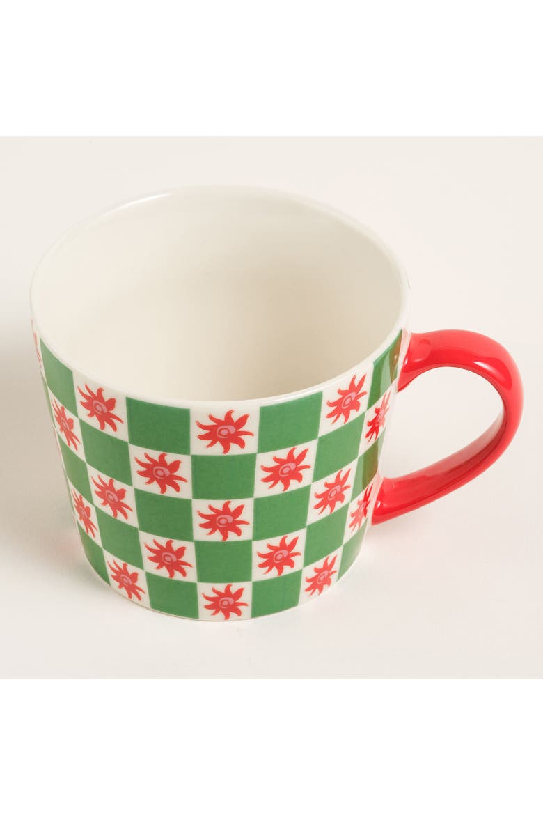 Flor Porcelain Mug 2 Pcs Set, Alternate, color, Green-Red