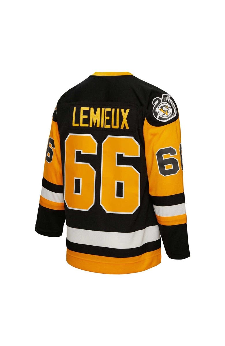 Mitchell & Ness Men's Mitchell & Ness Mario Lemieux Black Pittsburgh Penguins Captain Patch 1991/92 Blue Line Player Jersey, Alternate, color, 