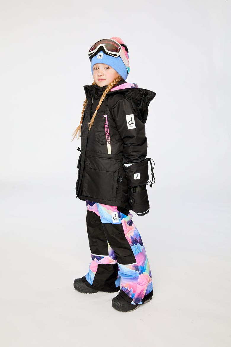 Mountain Teknik Jacket & Pants Two Piece Snowsuit, Alternate, color, Pink Print with Blue Mountains