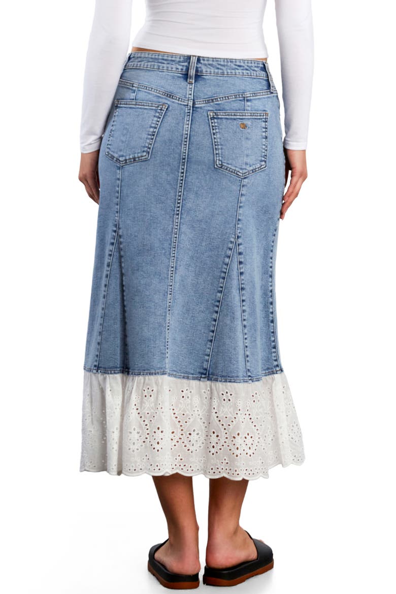 Empress Eyelet Trim Denim Maxi Skirt, Alternate, color, DENIM STORM