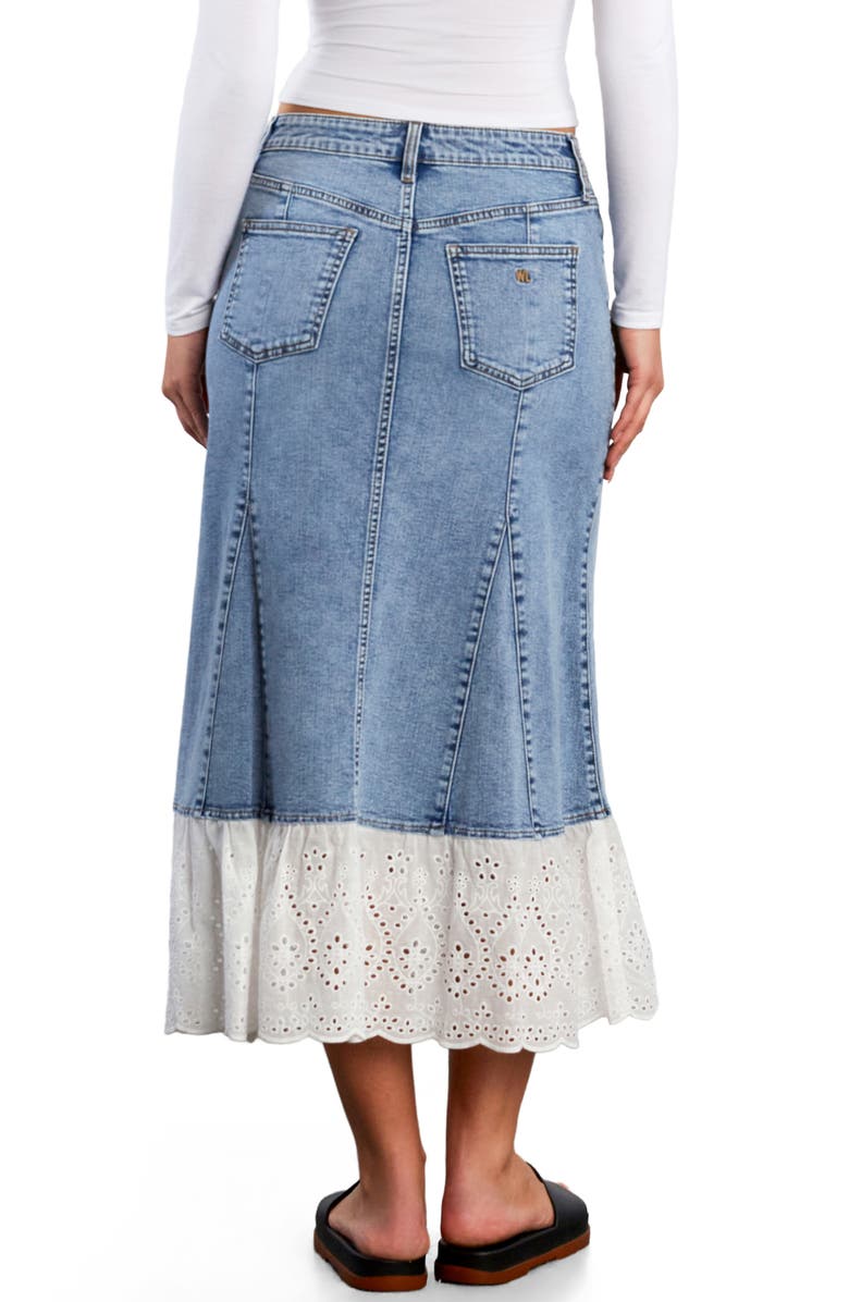 Wash Lab Denim Empress Eyelet Trim Denim Maxi Skirt, Alternate, color, Denim Storm
