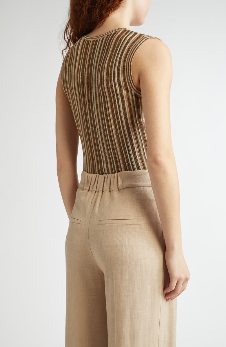 Veronica Beard Sid Sparkle Stripe Rib Sweater Tank, Alternate, color, Gold Bronze
