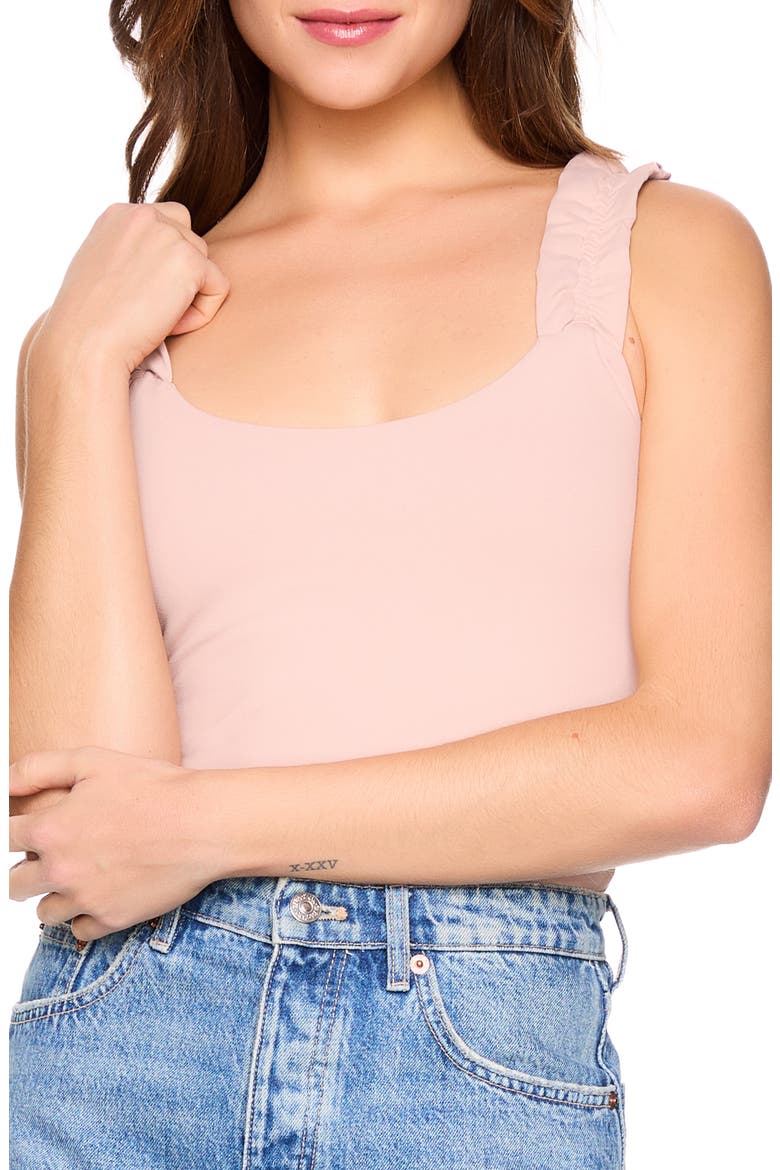 Ruffle Strap Tank Top, Alternate, color, CHAMOISEE