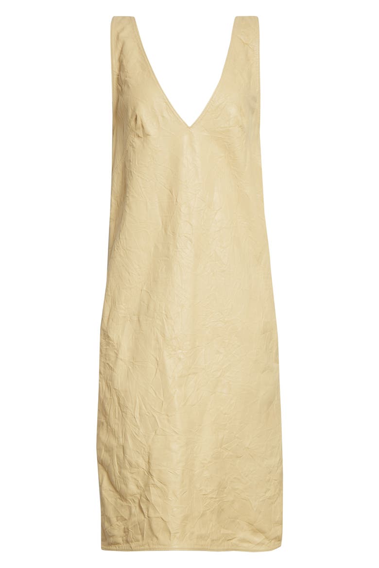 Crinkled Leather Shift Dress, Alternate, color, CHAMPAGNE