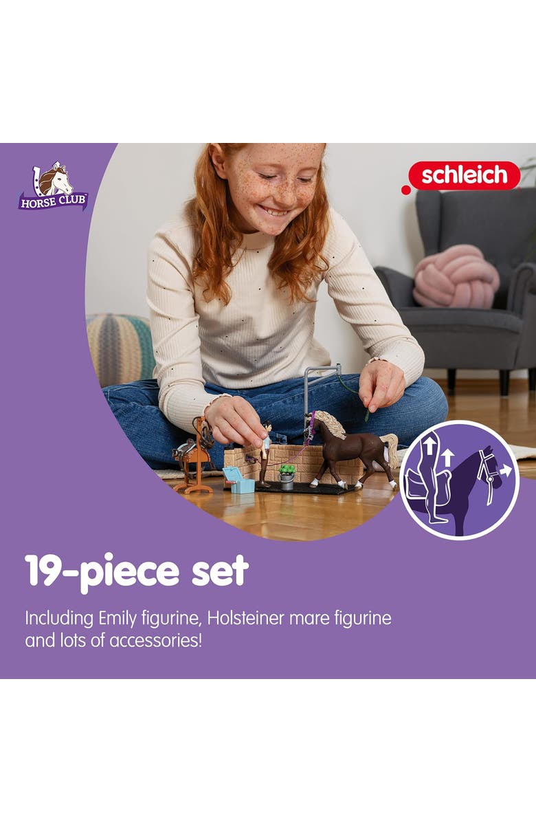 Schleich Horse Club Washing Area with Emily and Luna, 19 Piece Playset, Kids, Alternate, color, Multicolored
