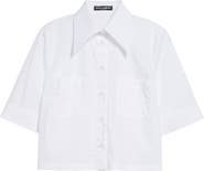 Dolce&Gabbana Point Collar Cotton Crop Shirt
