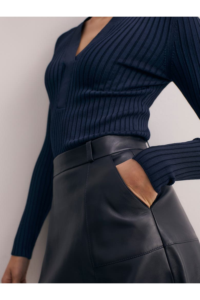 Andalo Leather Skirt, Alternate, color, Navy
